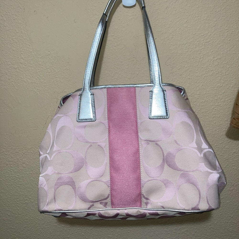 Pink and Silver vintage Y2k COACH Women's Handbag